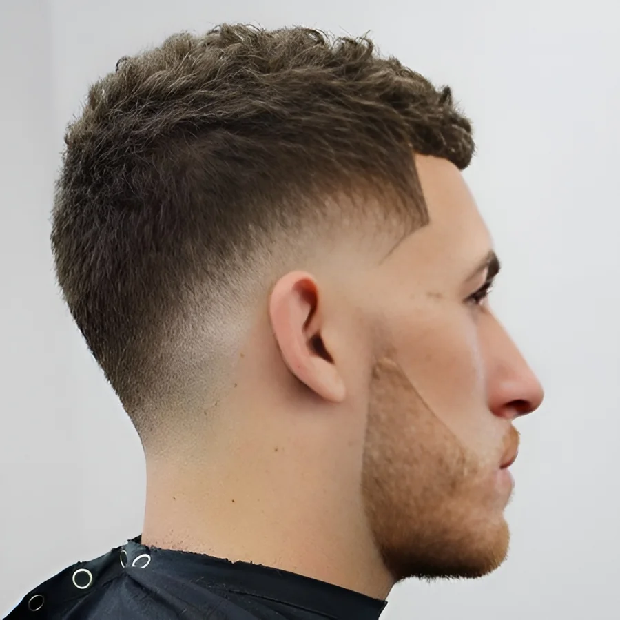 Mid drop fade bald fade, curly top