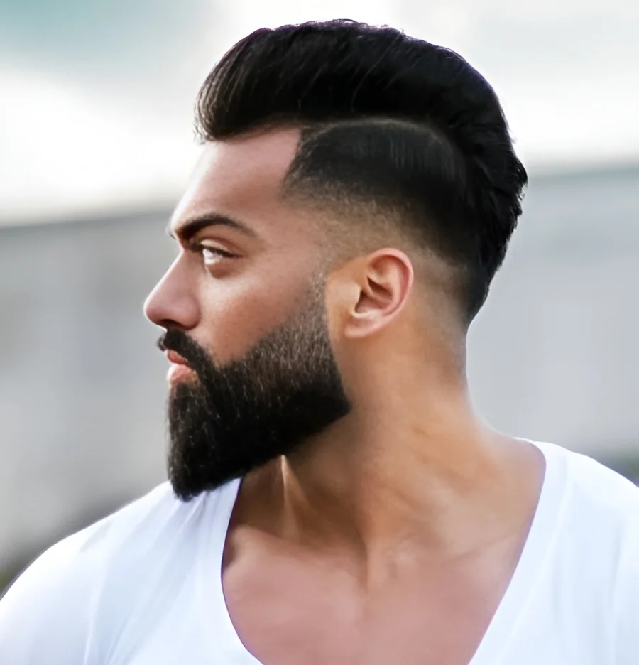 Mid drop fade beard, side profile