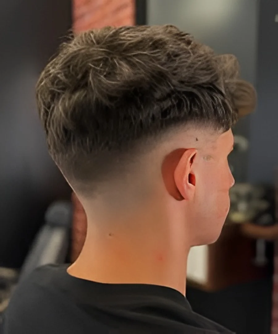 Mid drop fade fringe, alternate angle