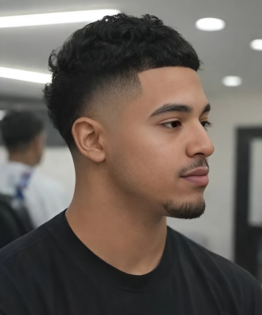 Mid drop fade teens haircut, side profile