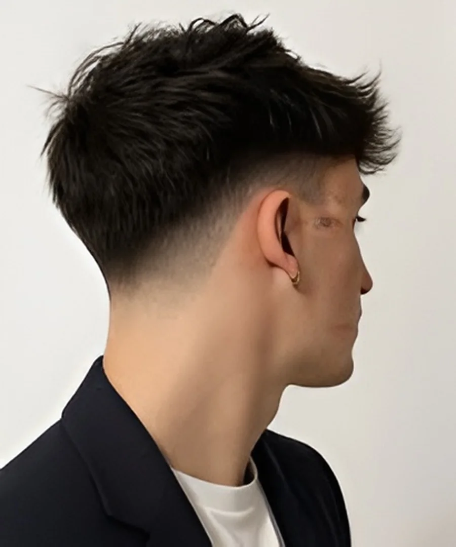 Low drop fade, side profile