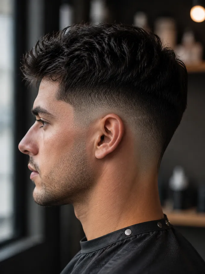 Mid drop fade vs burst fade, side profile showing the fade shape