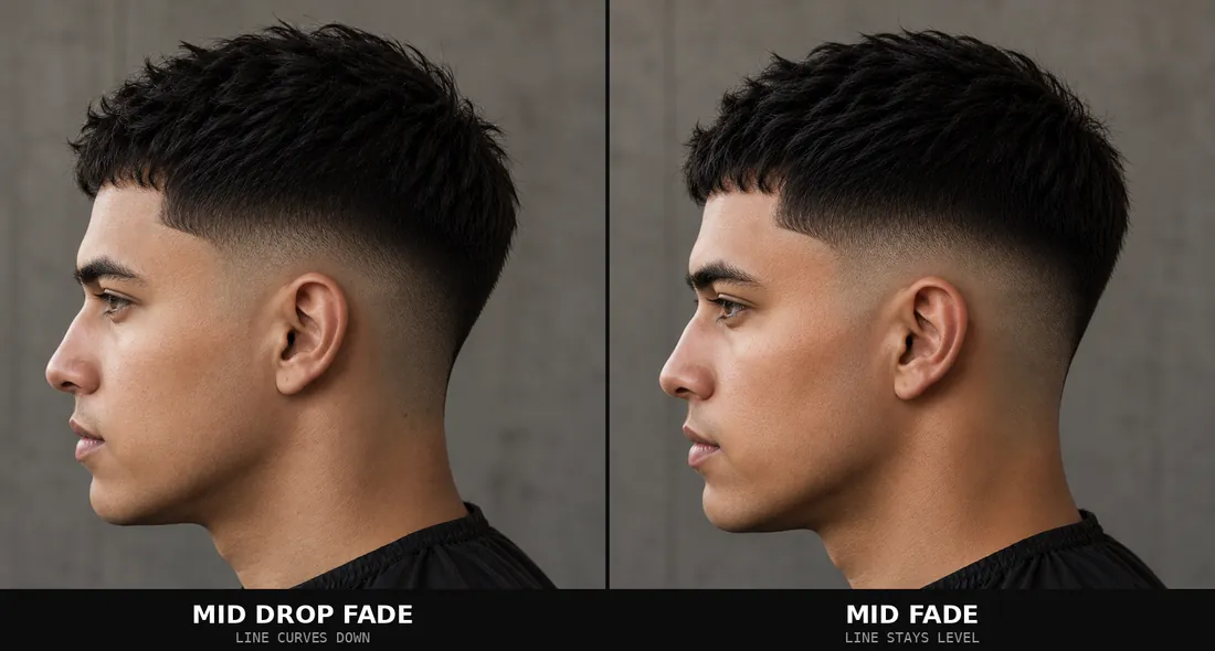 Mid drop fade vs mid fade side by side comparison on the same model