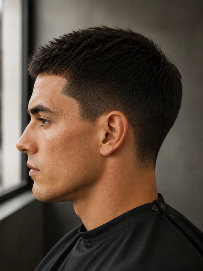Mid taper side profile with low contrast and no skin showing